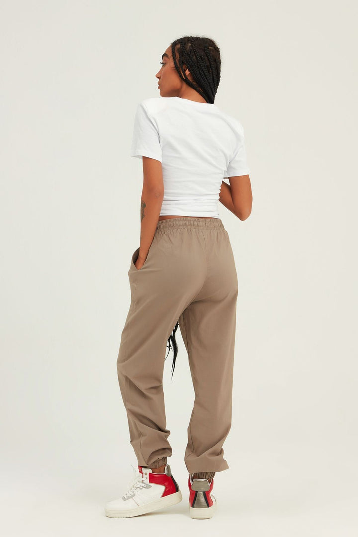 Jogger Beli Lastikli Pantolon Vizon