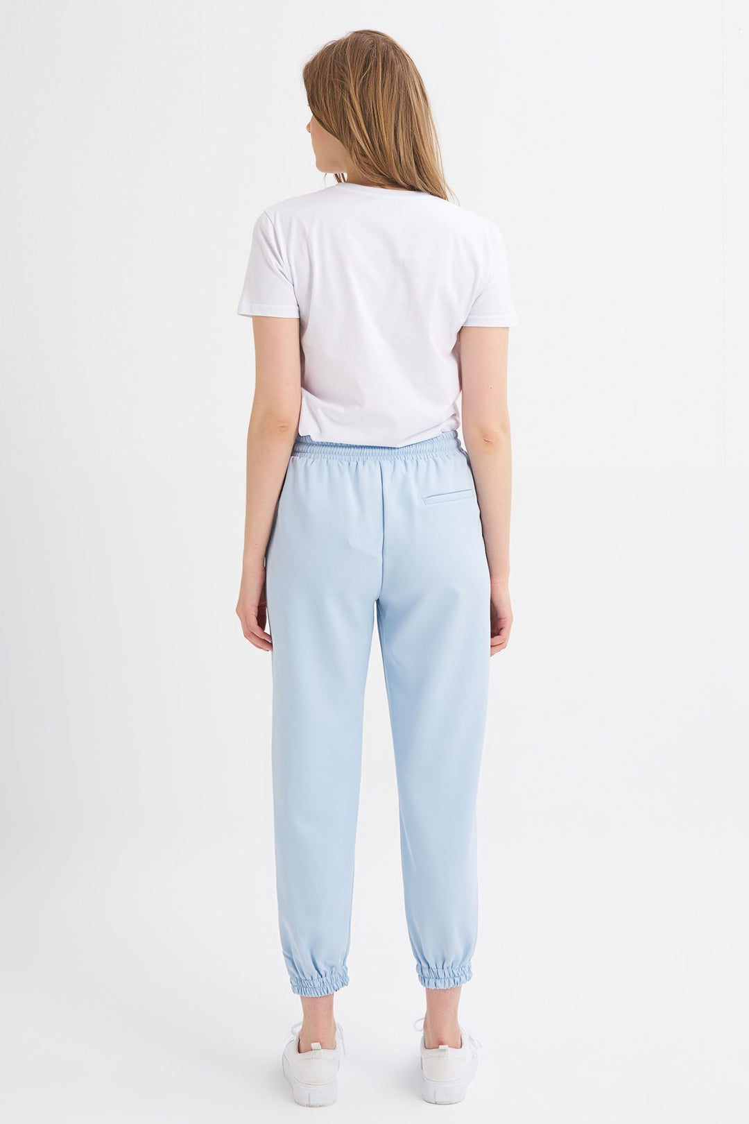 Paçası Lastikli Pantolon Bebe Mavi