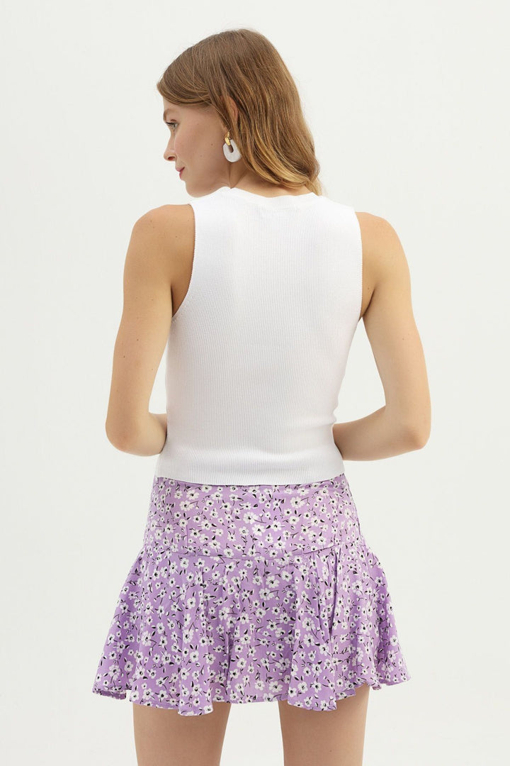 Crew Neck Sleeveless Knitwear White