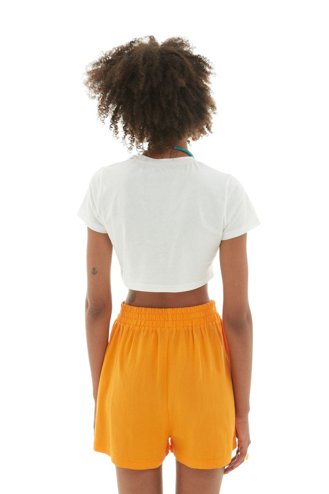 Beli Lastikli Keten Şort Turuncu