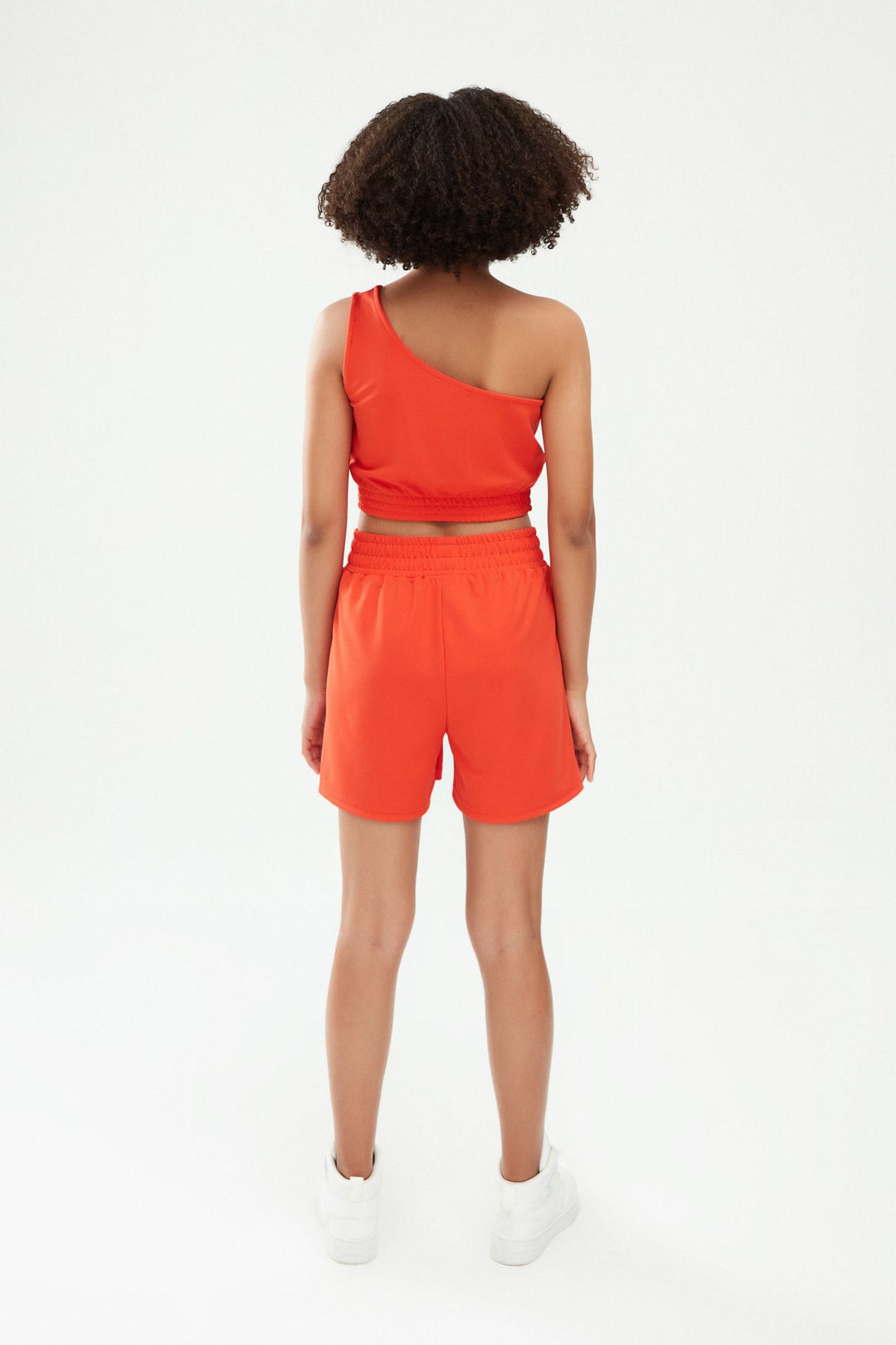 One Shoulder Crop Blouse Orange