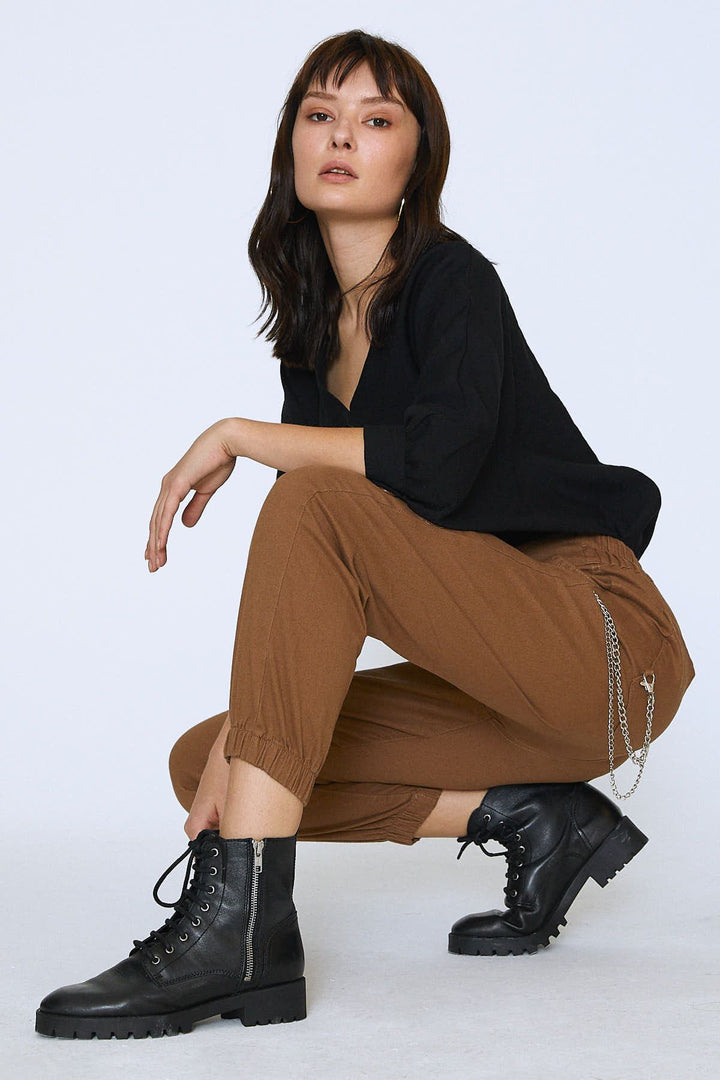 Zincirli Jogger Pantolon Camel