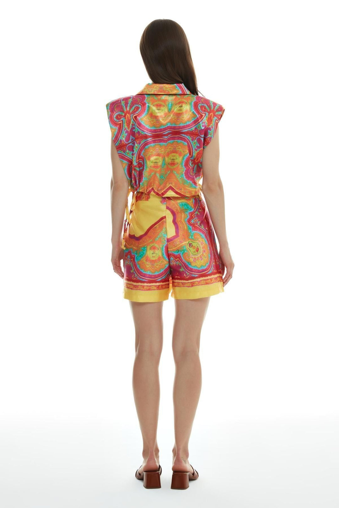 Colorful Patterned Mini Pocket Shorts Fuchsia