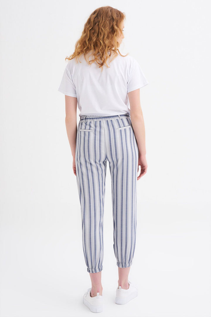 Çizgili Jogger Pantolon İndigo