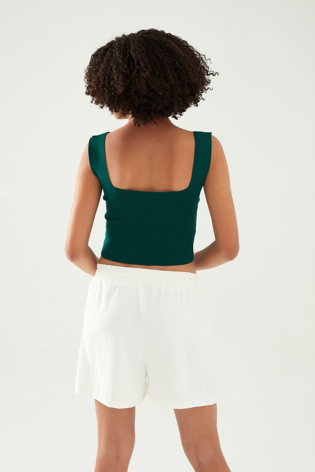 Strap Square Collar Knitwear Emerald