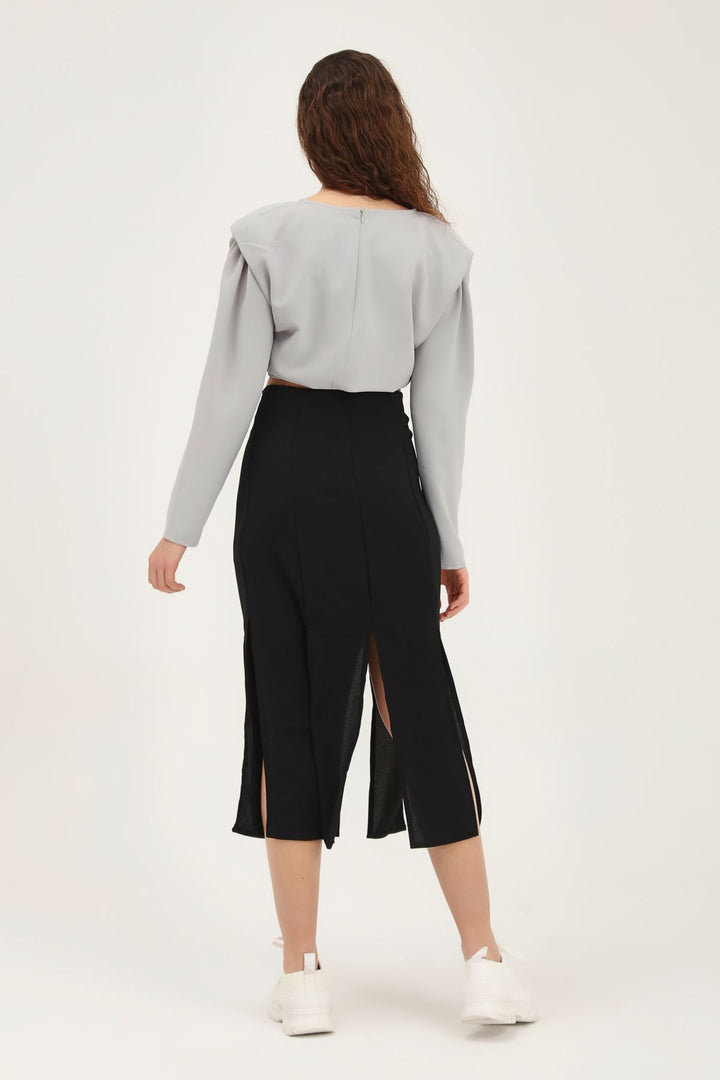 Slit Midi Skirt Black
