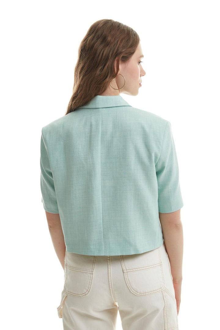Vatkalı Crop Blazer Ceket Apple Mint