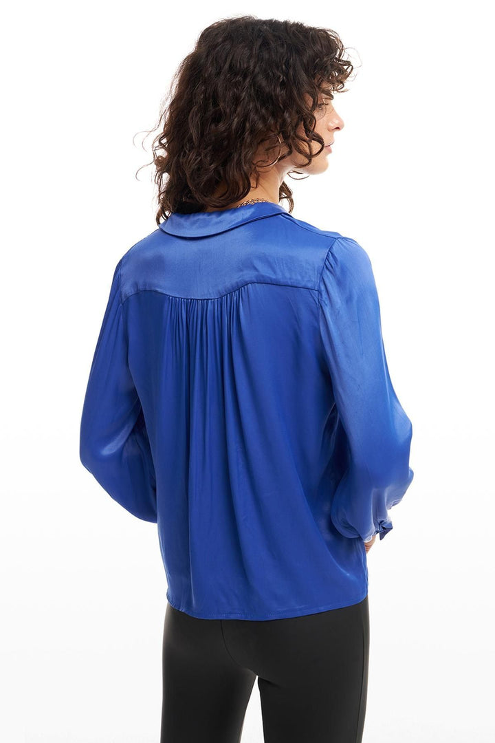 Saten Gömlek Koyu Mavi