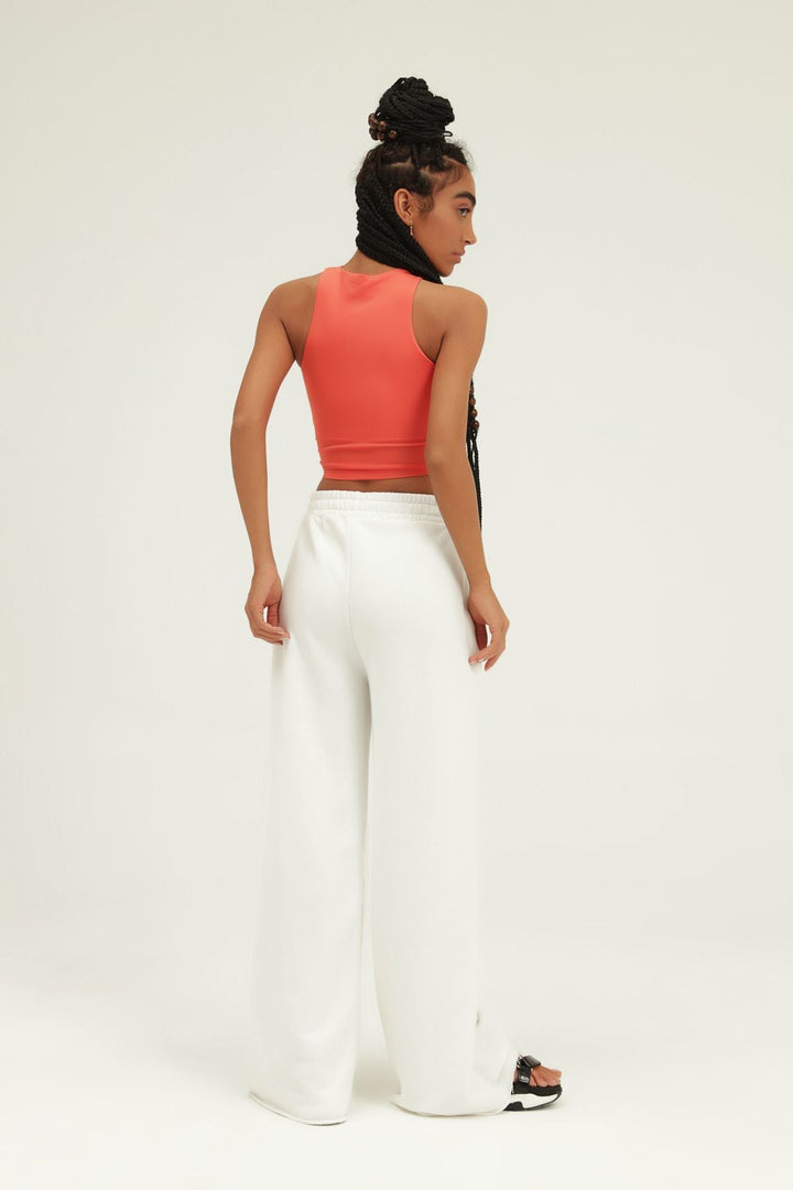 Ripped Detailed Tracksuit With Elastic Waist White