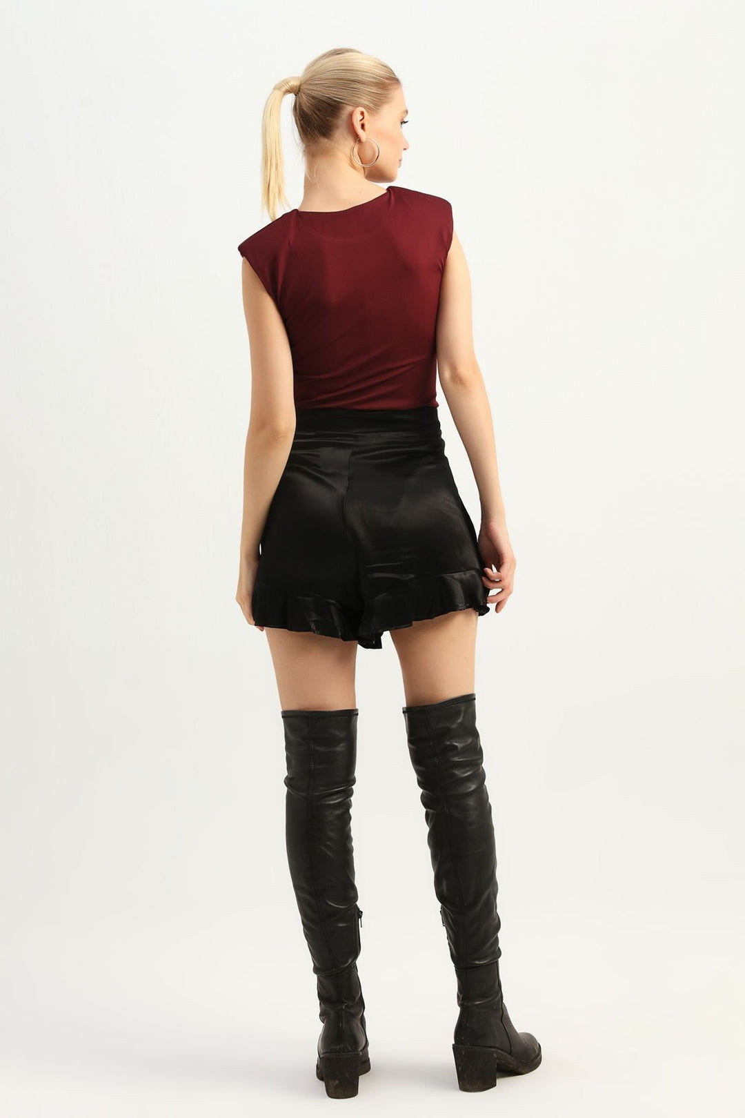 Ruffle Short Skirt Black