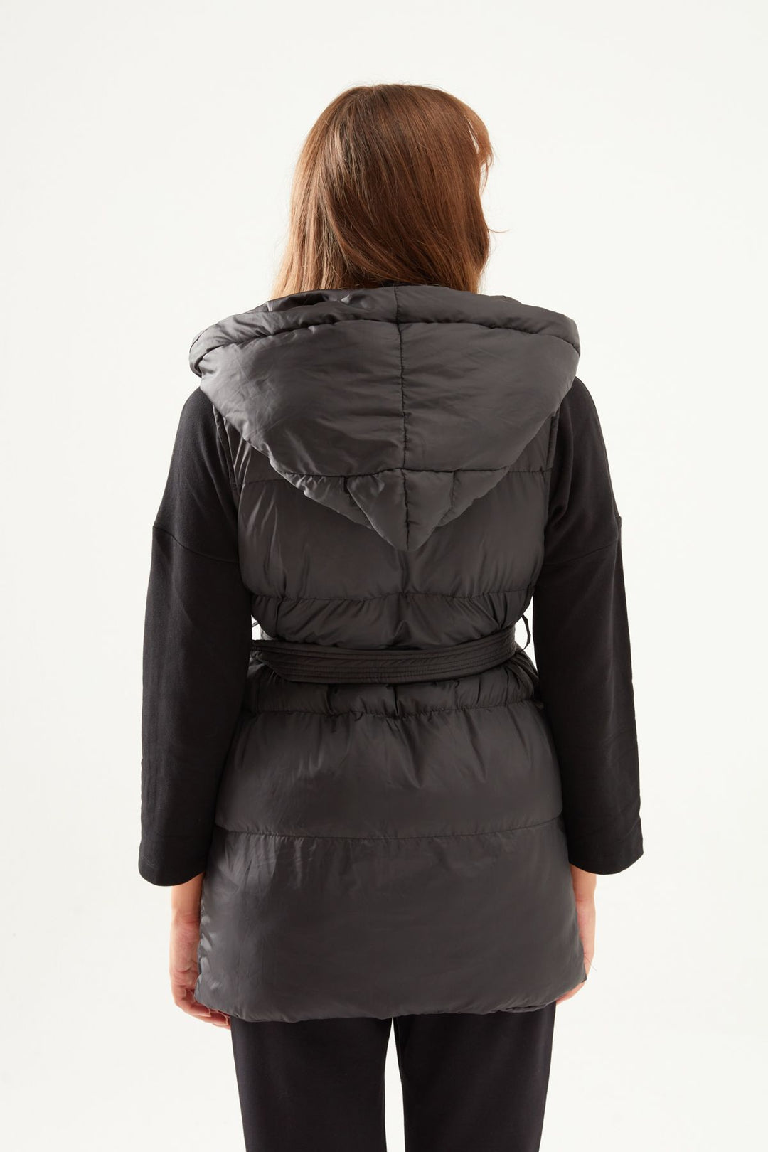 Hooded Belt Inflatable Vest Black