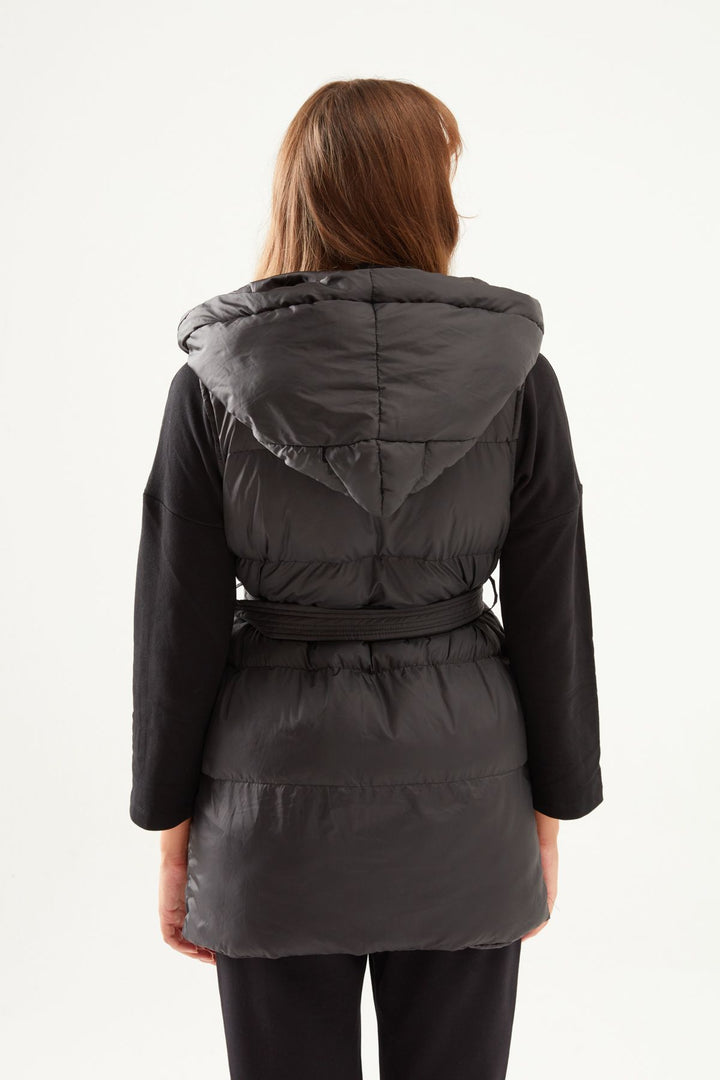 Hooded Belt Inflatable Vest Black