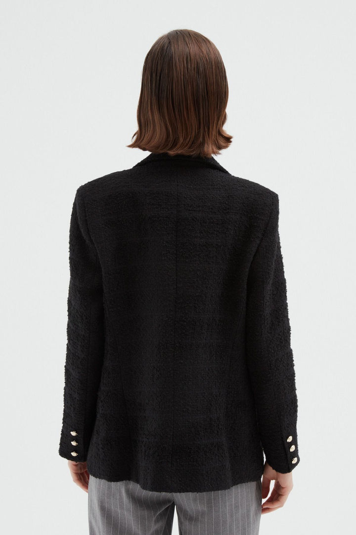 Kruvaze Tüvit Blazer Ceket Siyah