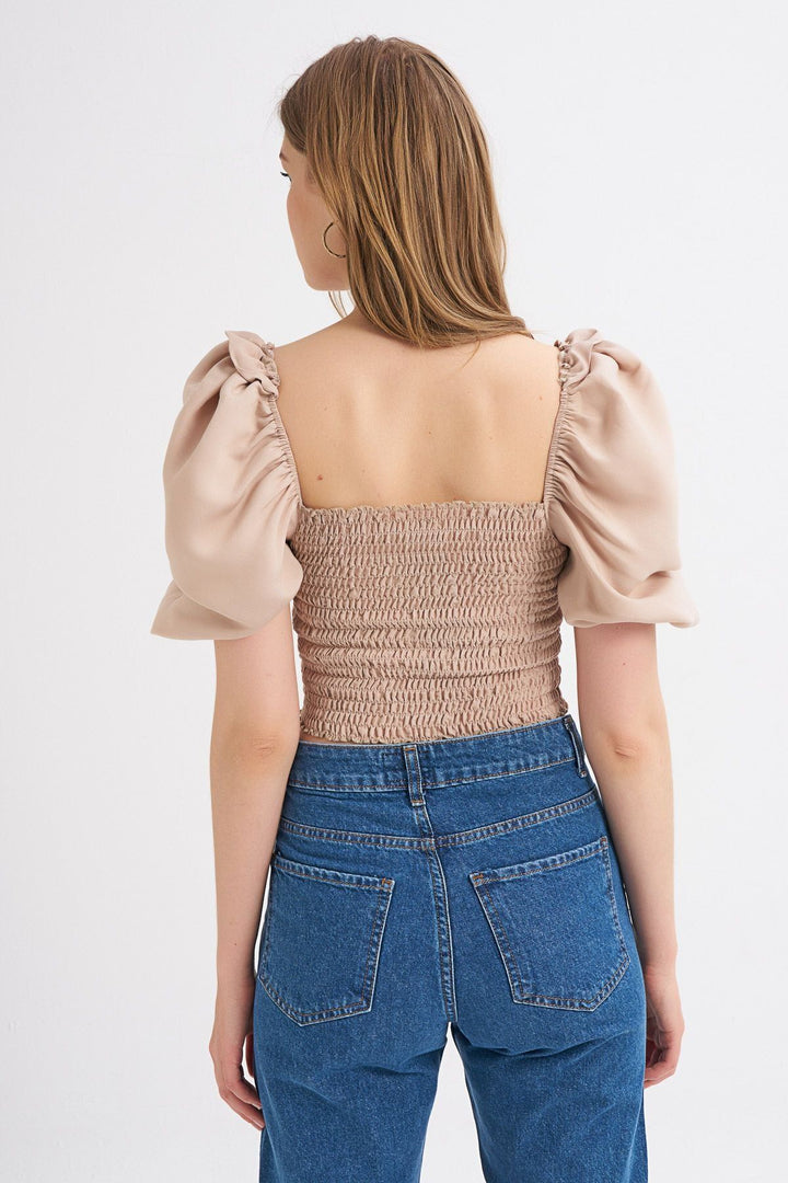 Balon Kol Gipeli Bluz Bej