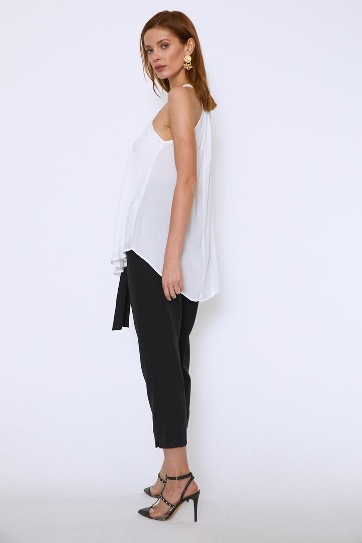 Arkası Büzgülü V Yaka Bluz Ekru