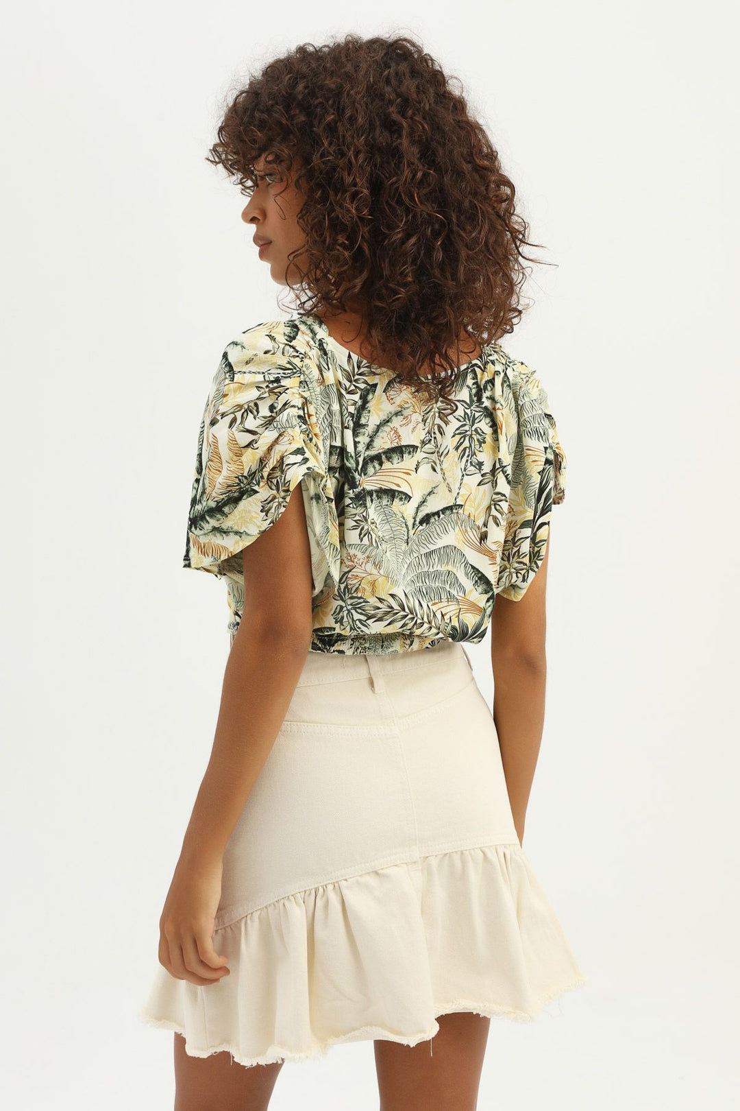 Etek Ucu Pile Detaylı Kot Etek Kemik