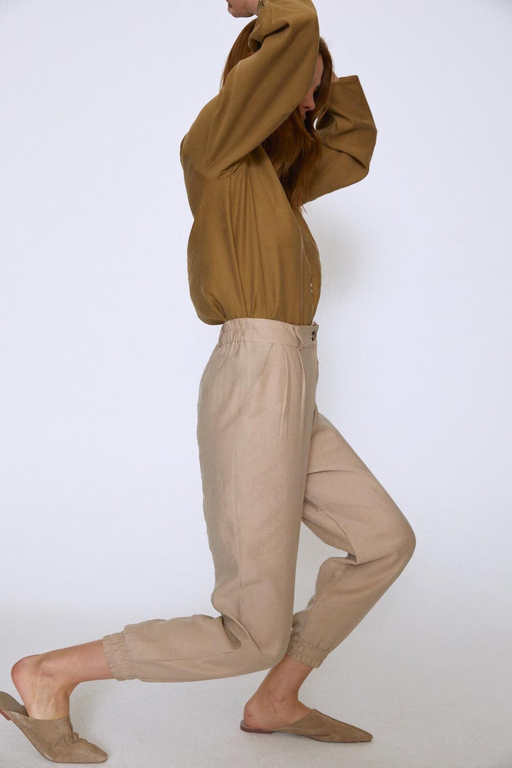 Paçası Lastikli Jogger Pantolon Taş