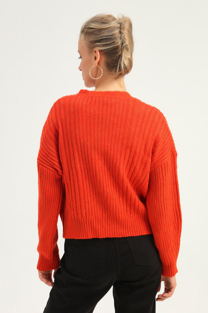 Düğmeli Hırka Turuncu