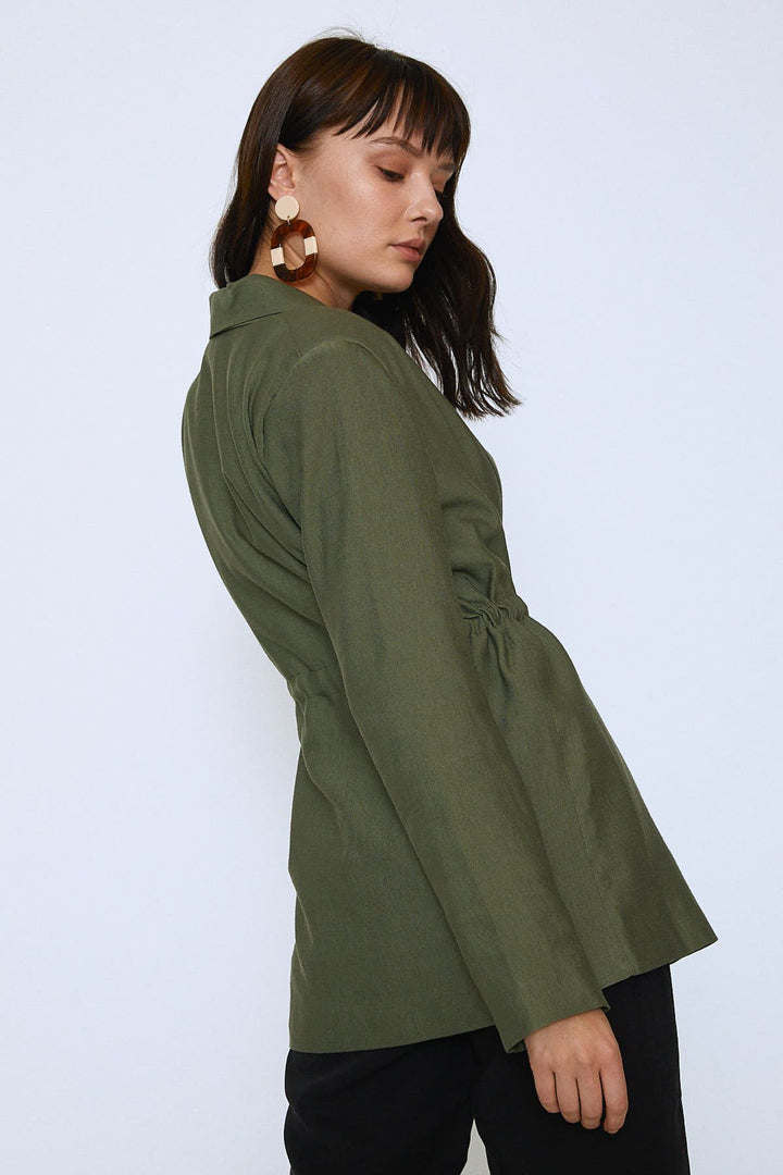 Beli Bağlamalı Ceket Haki