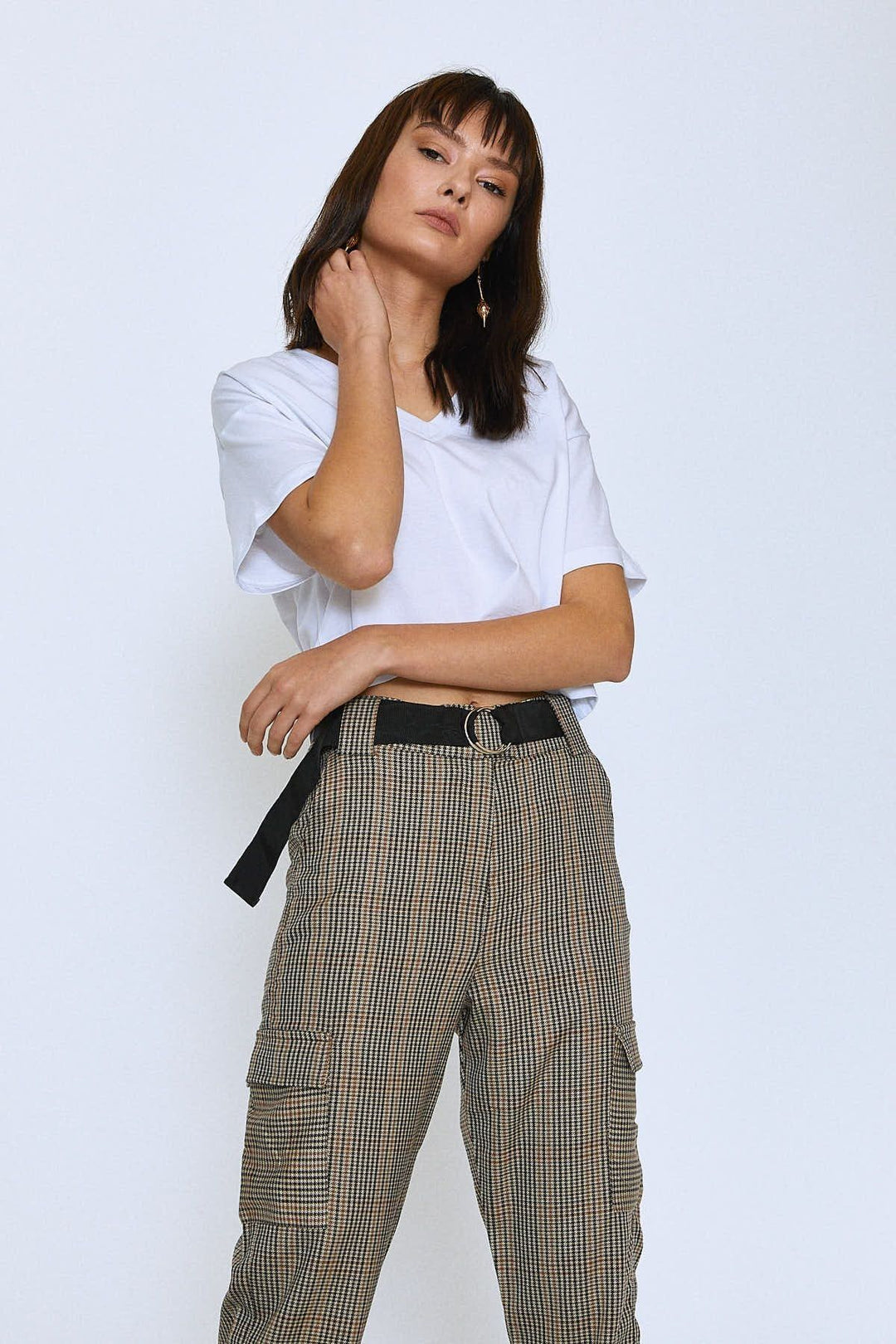 Belted Jogger Pants Gray