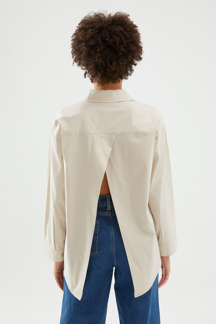 Low Back Oversize Shirt Stone