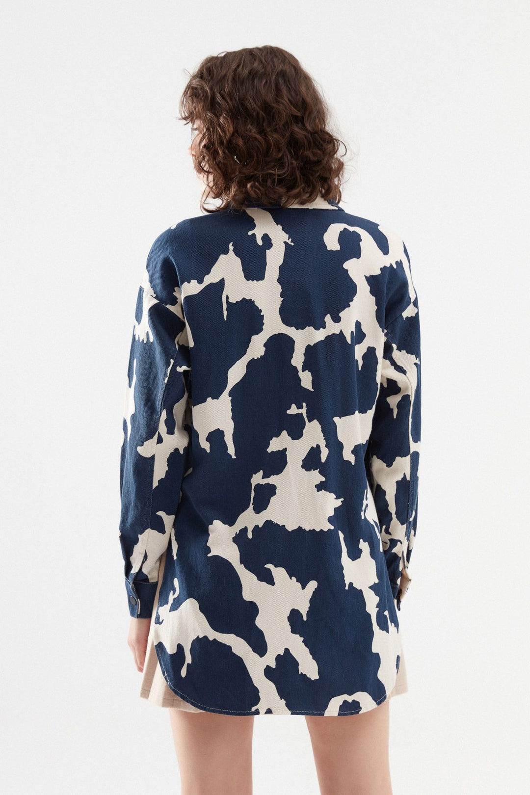 Patterned Gabardine Shirt Indigo