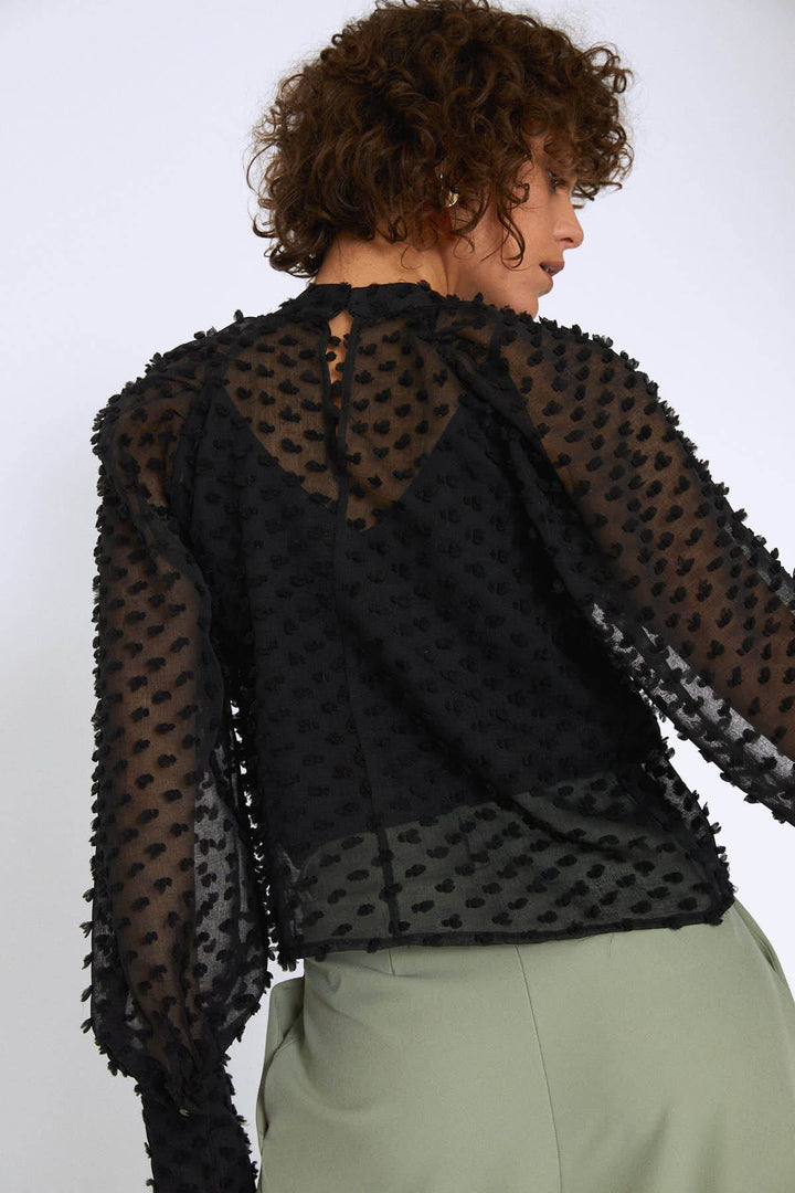 Balloon Sleeve Blouse Black