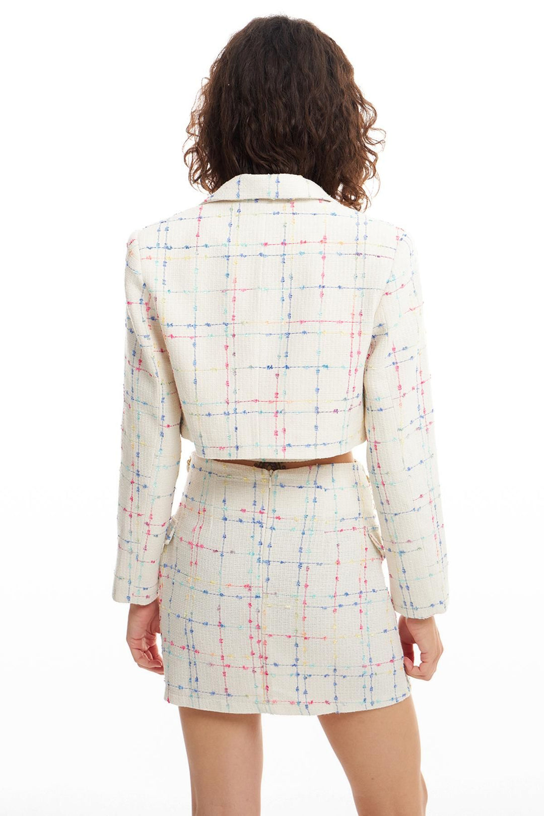 Tüvit Crop Blazer Ceket Ekru