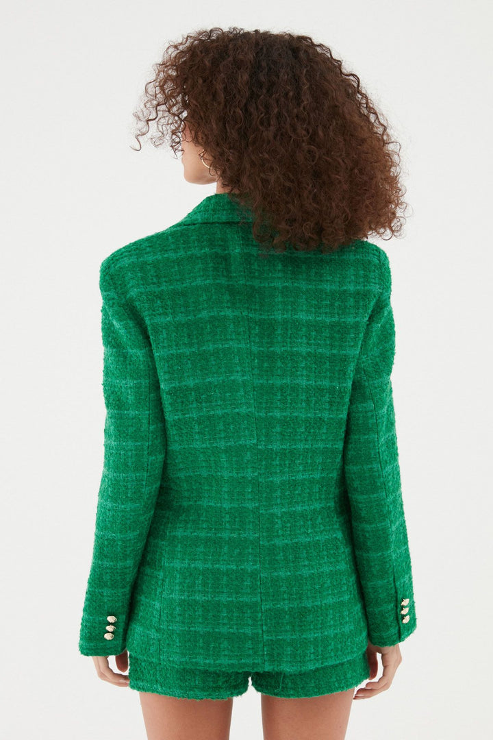 Kruvaze Tüvit Blazer Ceket Yeşil