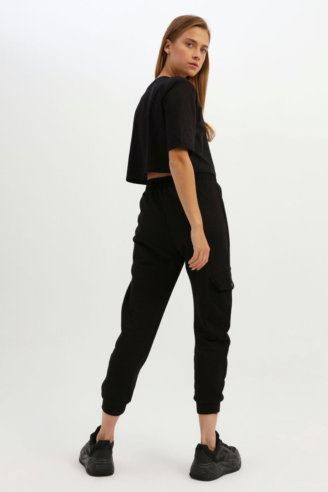 Kargo Cepli Jogger Pantolon Siyah