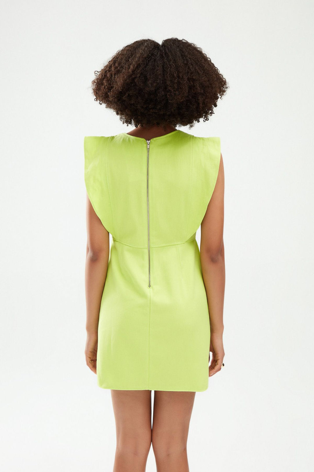 Ruffled Gabardine Dress Light Green