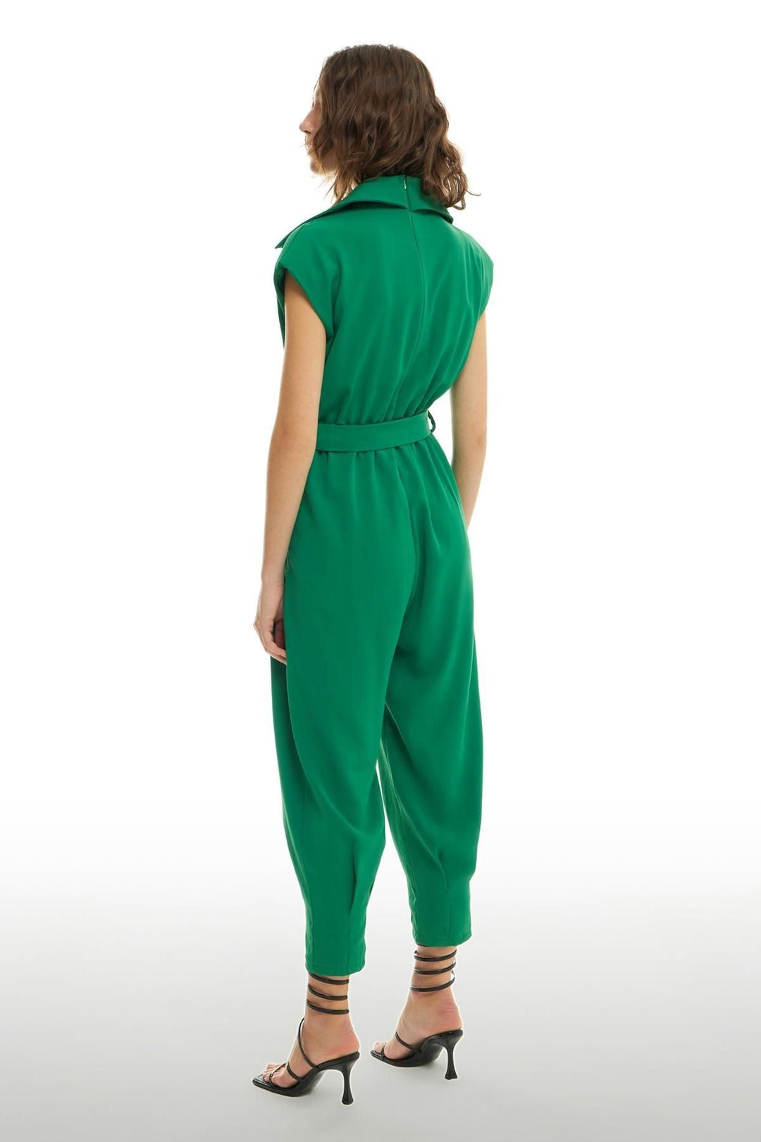 Waist Belted Jumpsuit Green