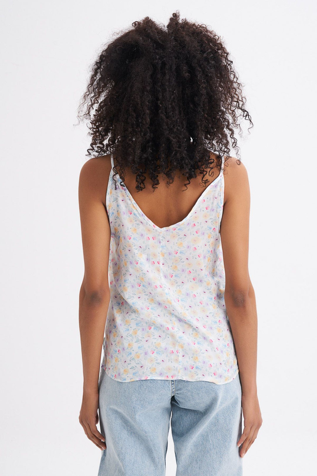 Floral Patterned Strap Blouse Ecru