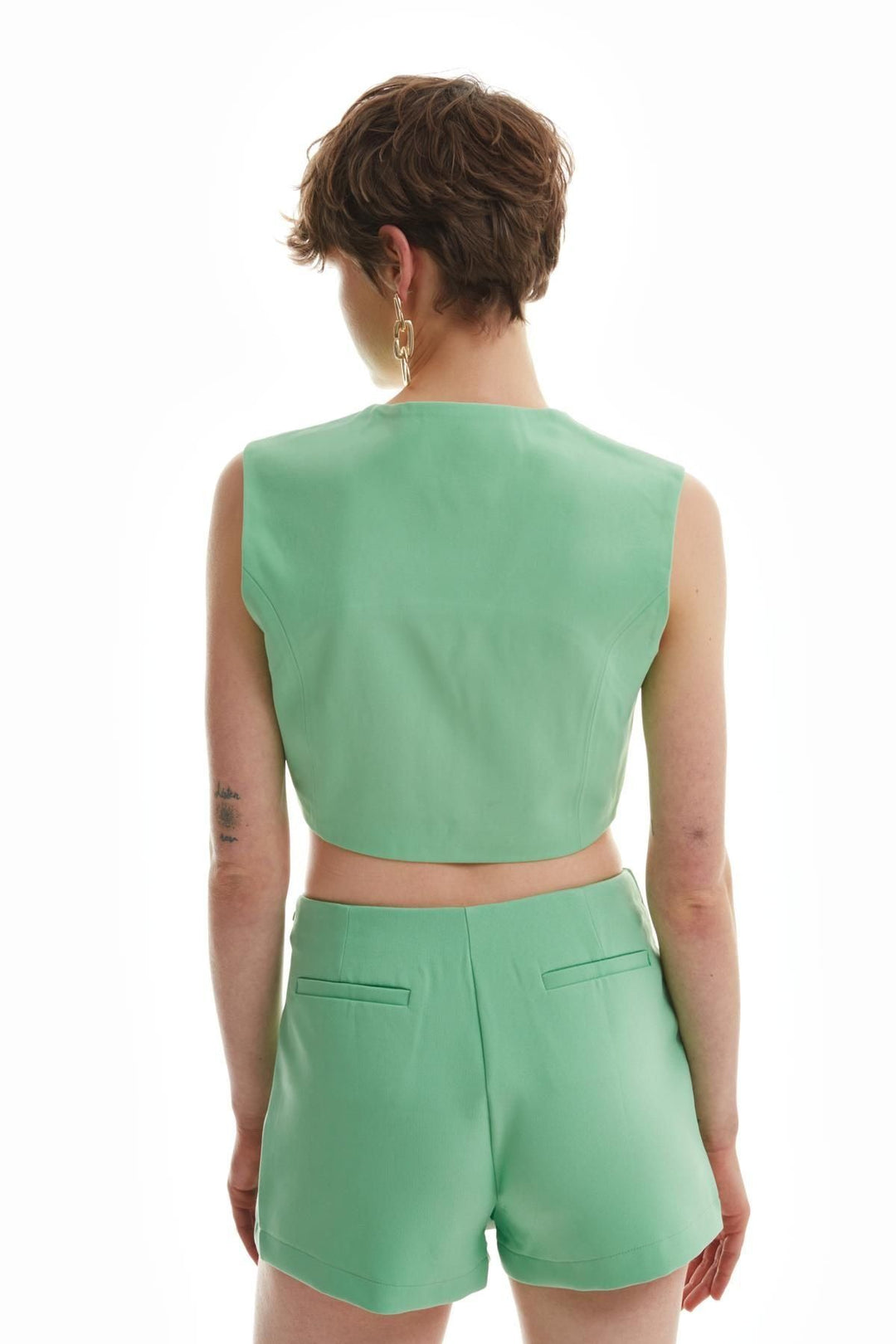 Düğmeli Kısa Yelek Apple Mint