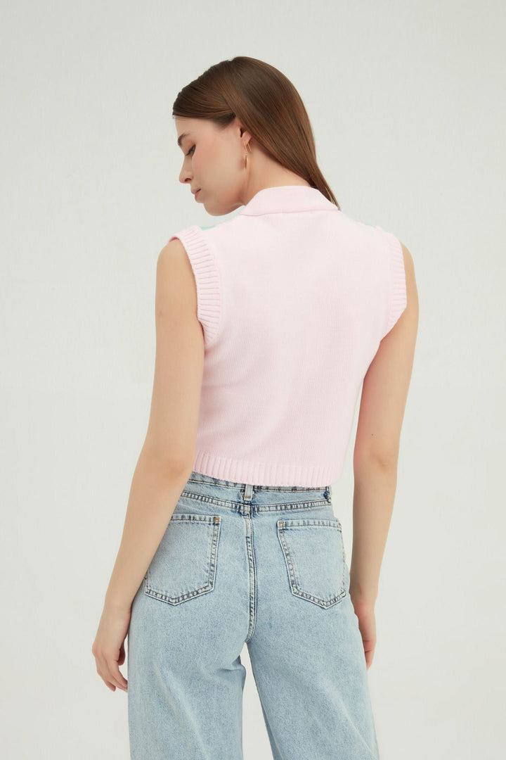 Diamond Patterned Knitwear Pink