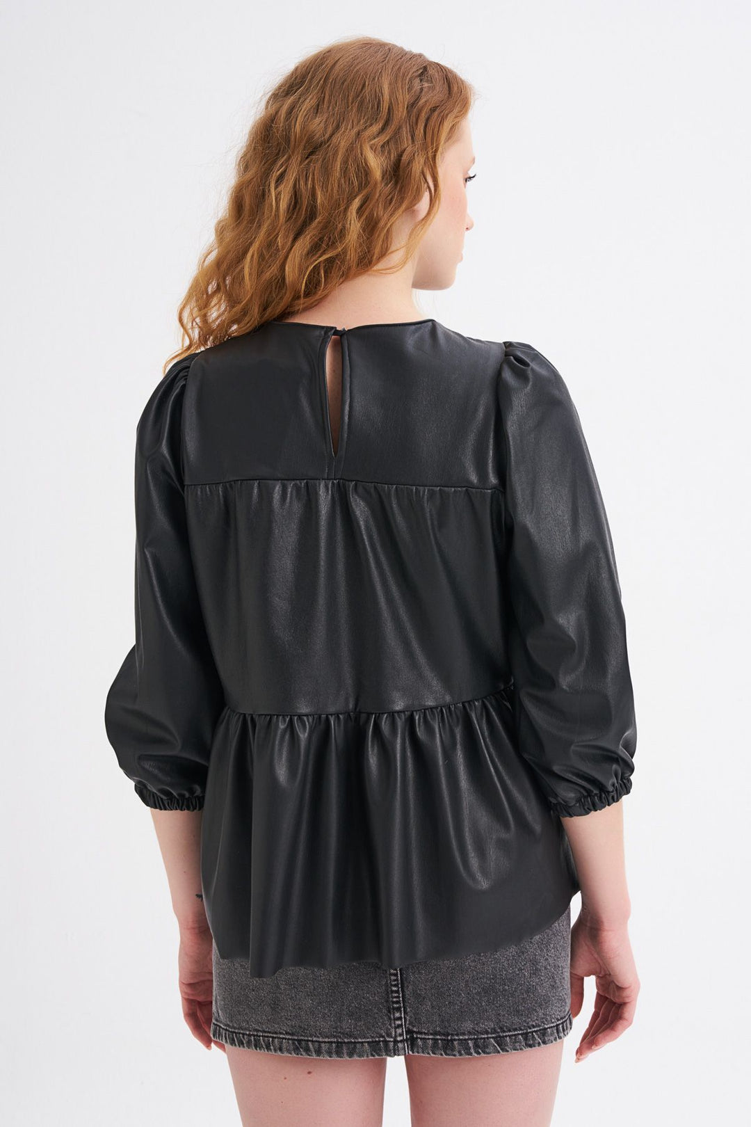 Leather Blouse Black