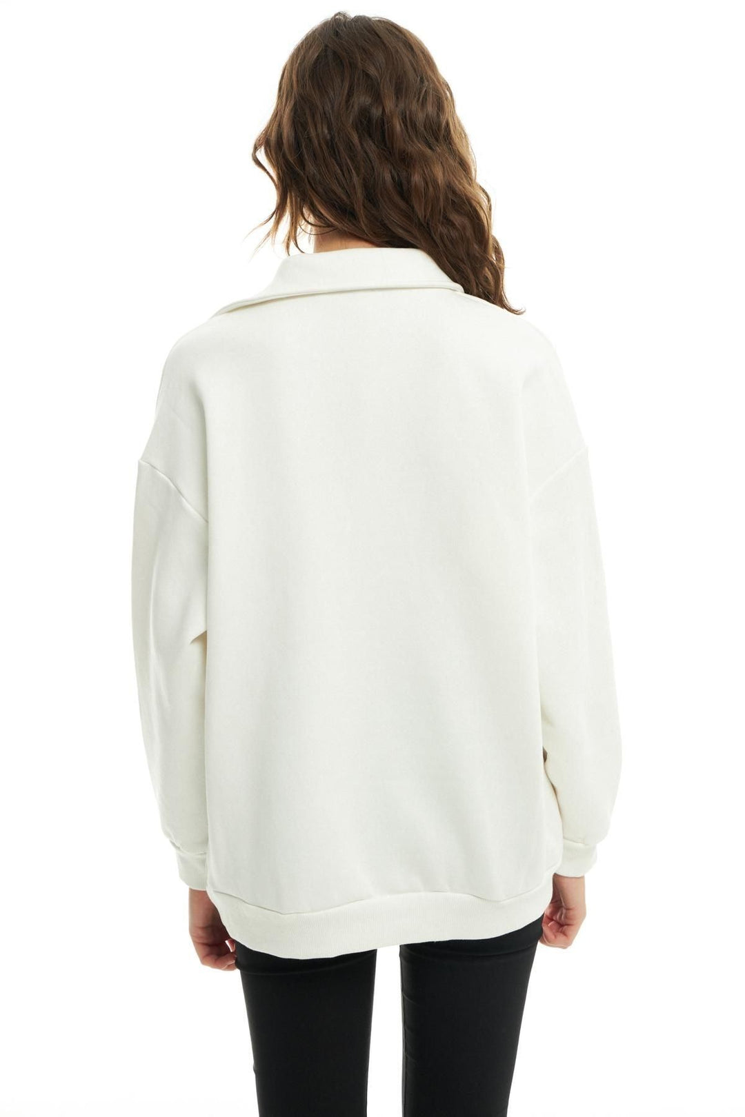 Kangaroo Pocket Polo Neck Sweatshirt Ecru