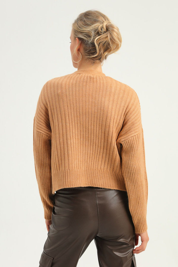 Düğmeli Hırka Camel