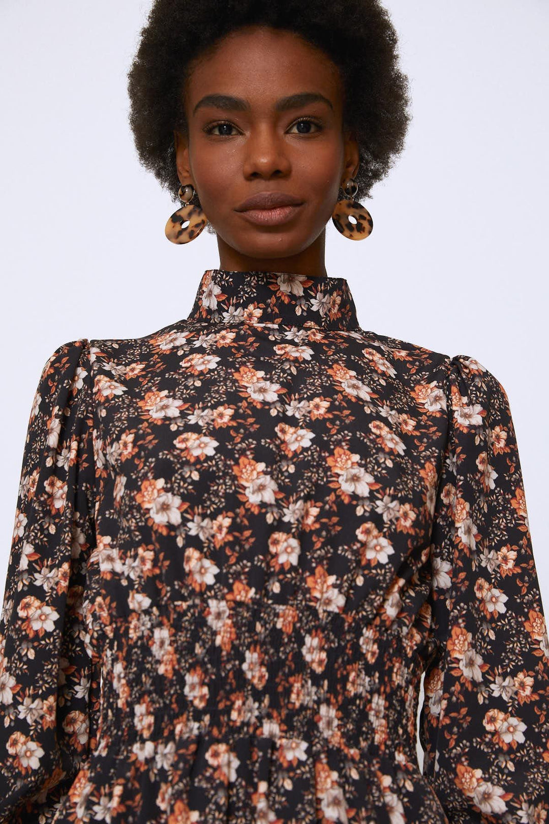 Crispy Flower Waist Gipple Long Dress Orange