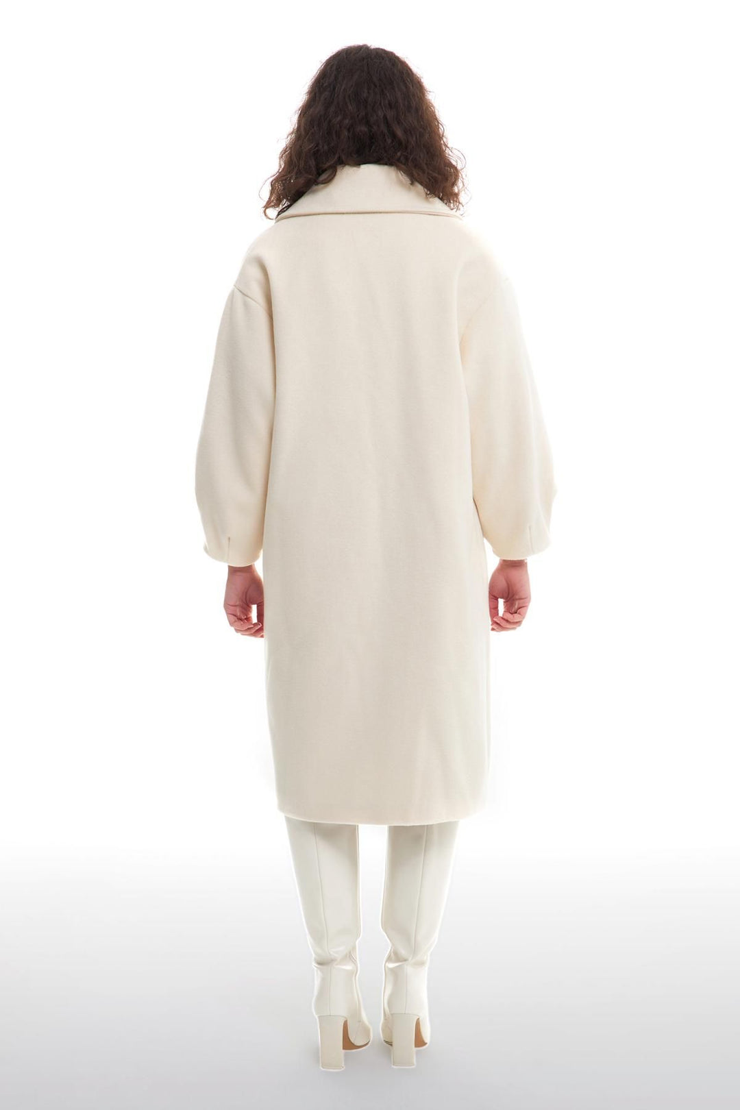 Double Breasted Collar Oversize Coat Ecru