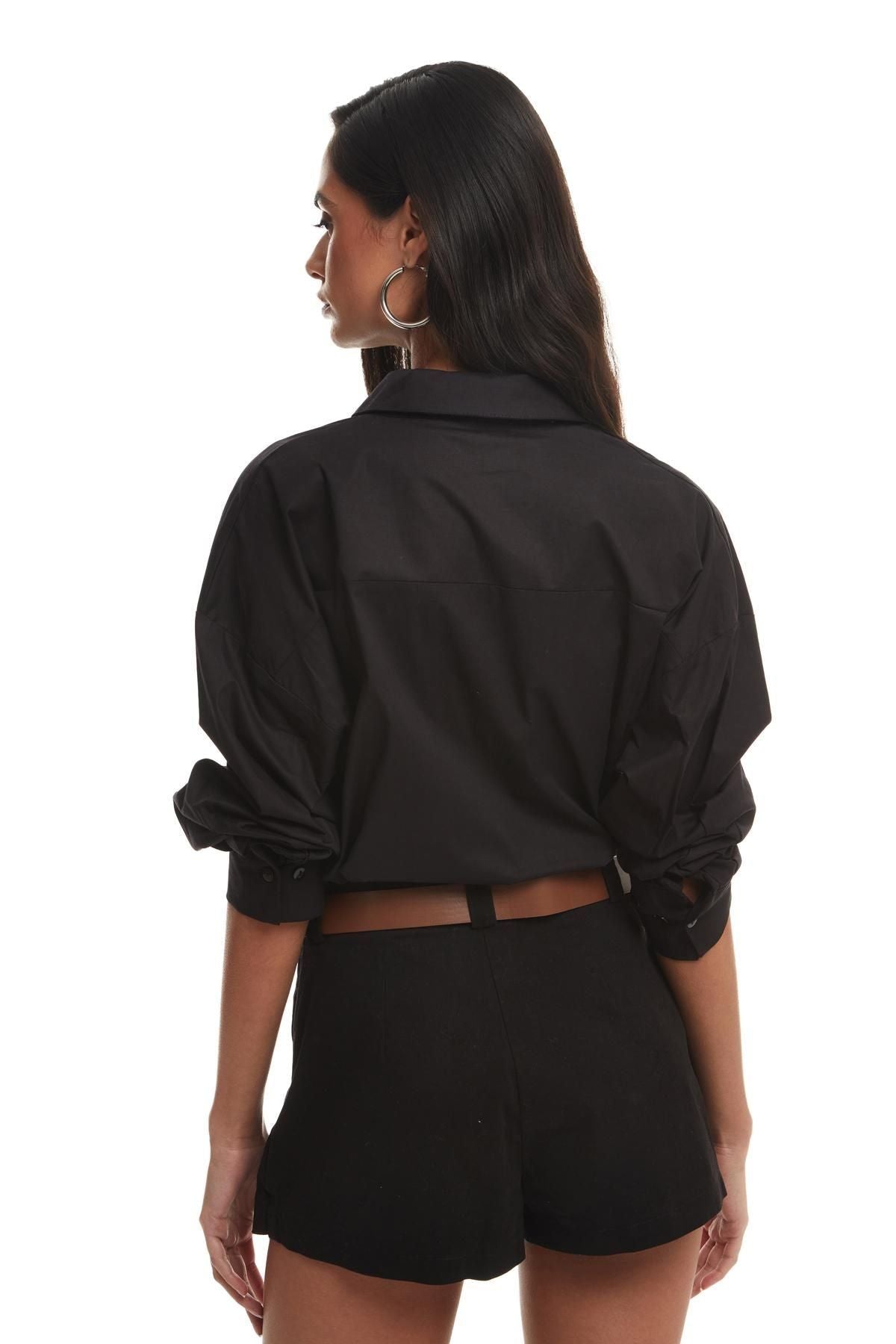 Belt Detailed Mini Short Skirt Black