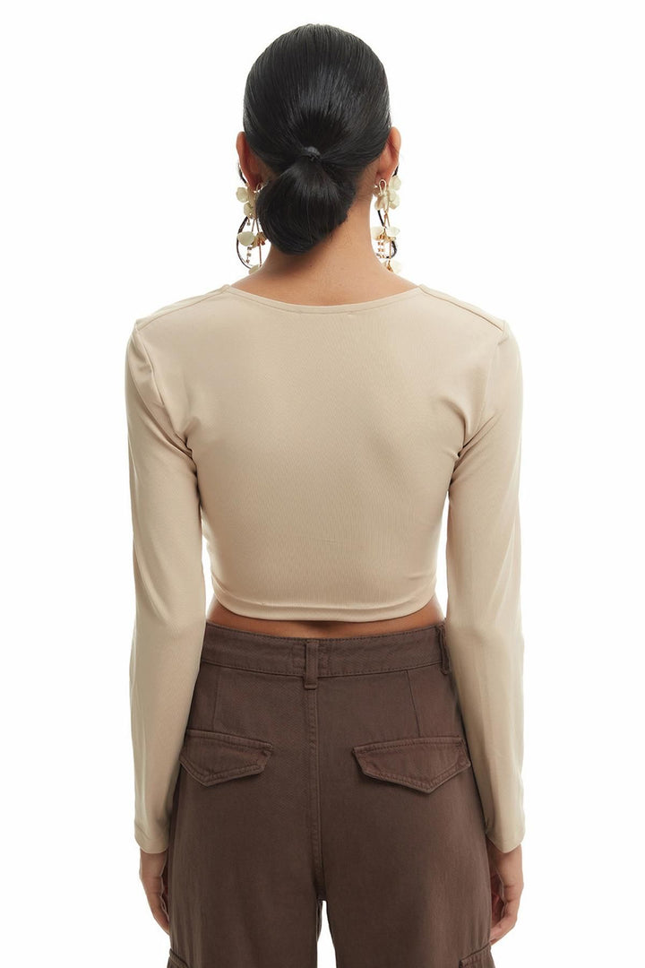 Underwire Crop Blouse Beige