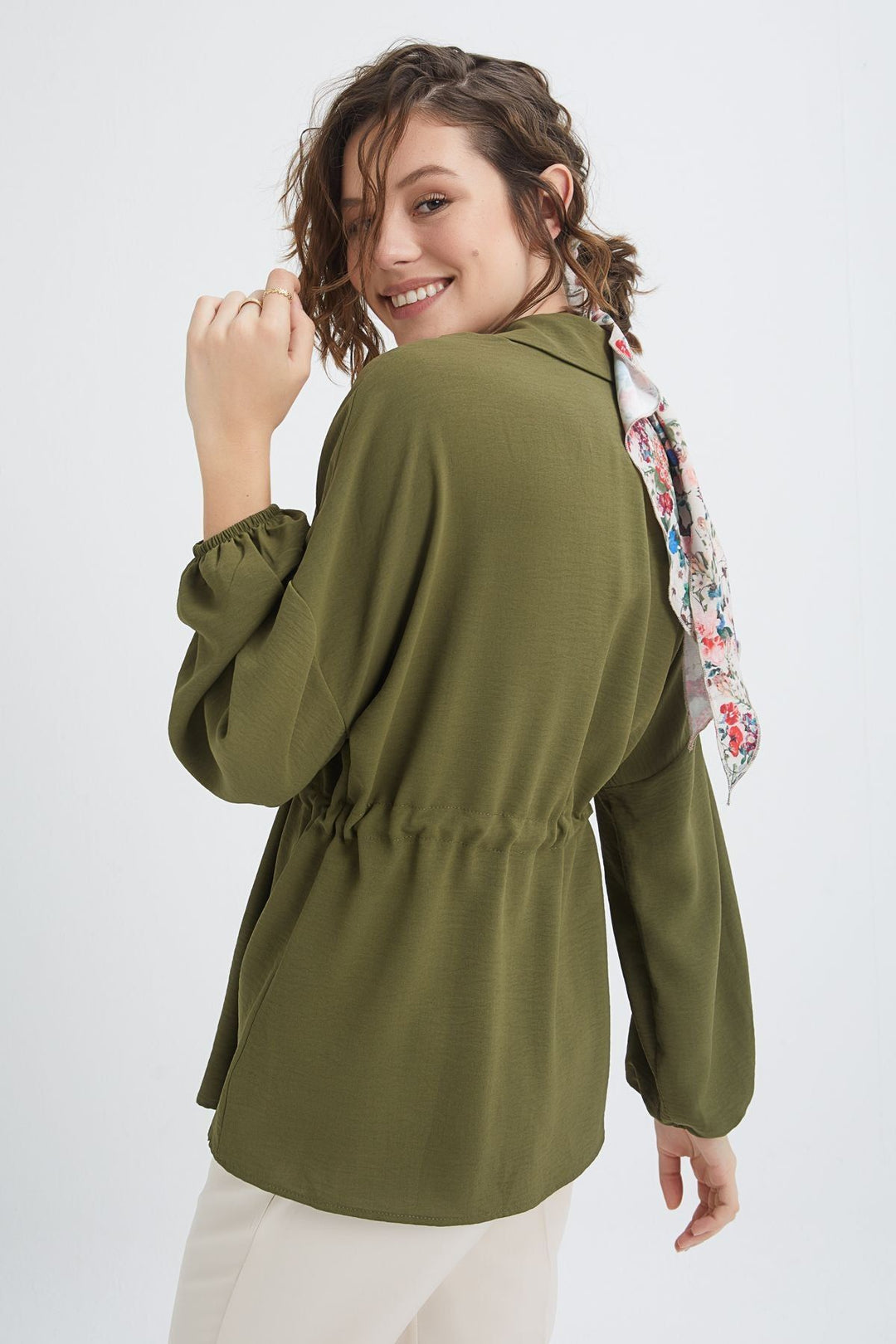 Tie Waist Pocket Shirt Khaki