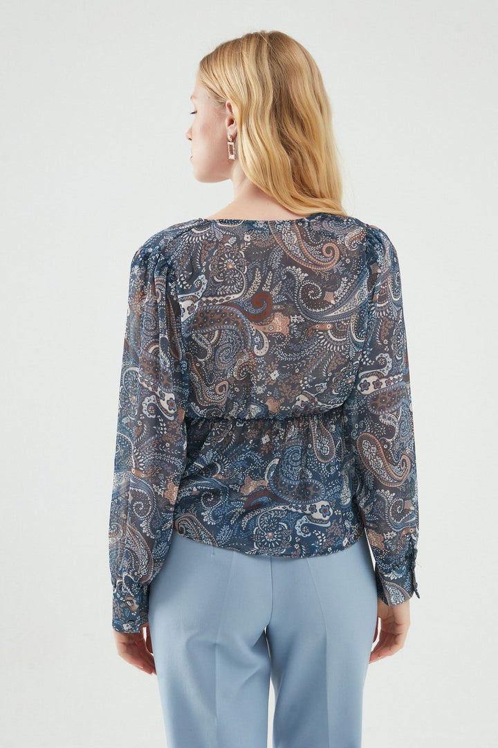 Knot Detailed Blouse Indigo