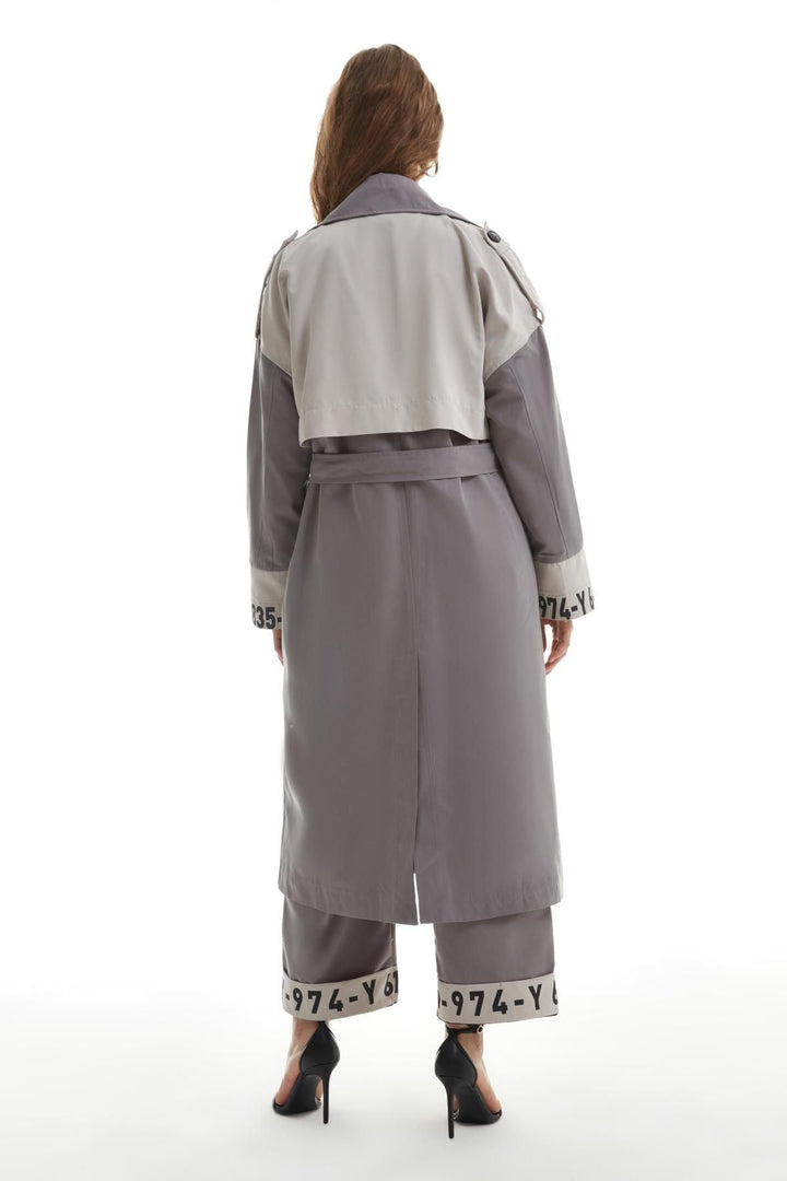 Garni Detailed Trench Coat Gray