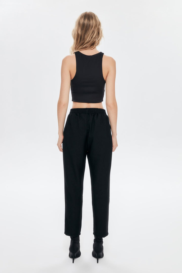 Elastic Waist Jogger Pants Black