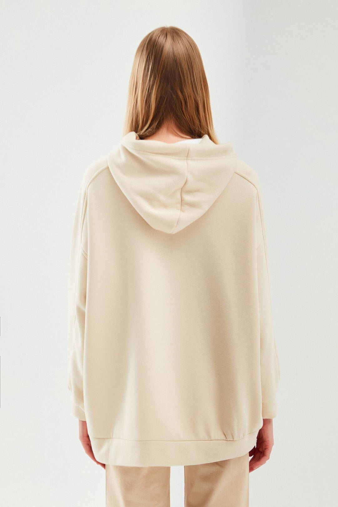 Hooded Oversize Sweatshirt Beige