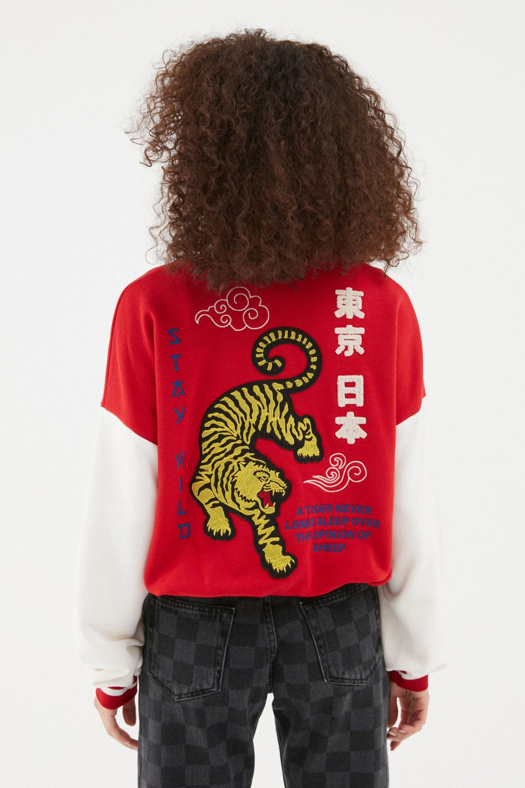 Sırtı Baskılı Bomber Ceket Kırmızı