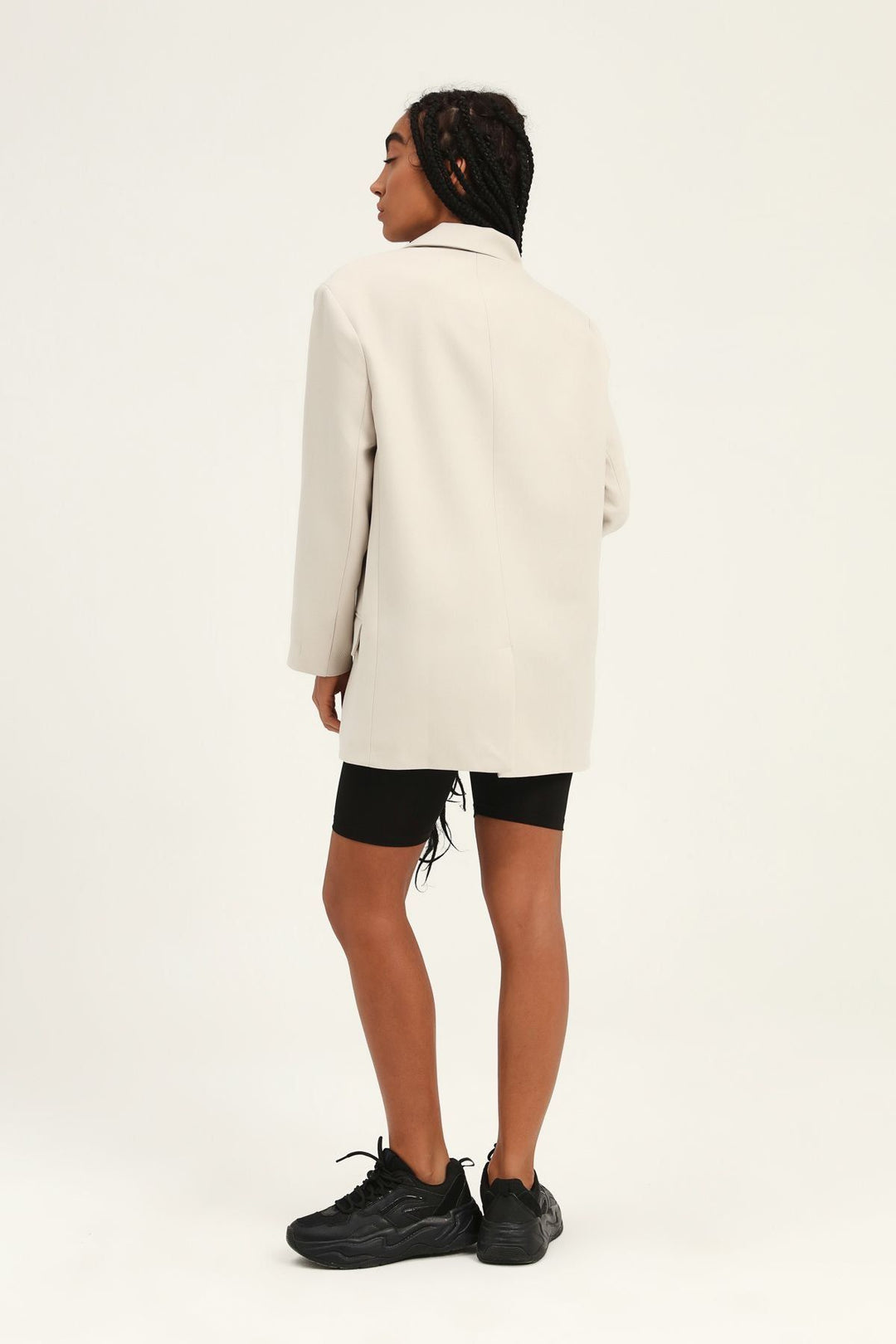 Kruvaze Yaka Blazer Ceket Taş