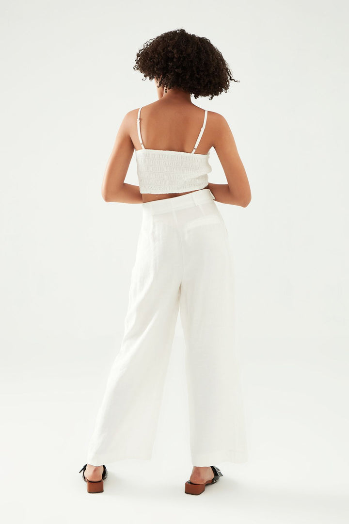High Waist Palazzo Pants White